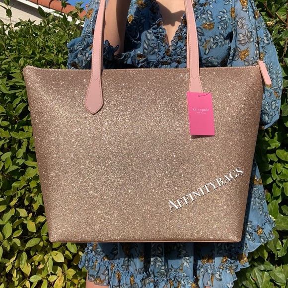 Kate spade large joeley Rose gold glitter Tote - Picture 2 of 8